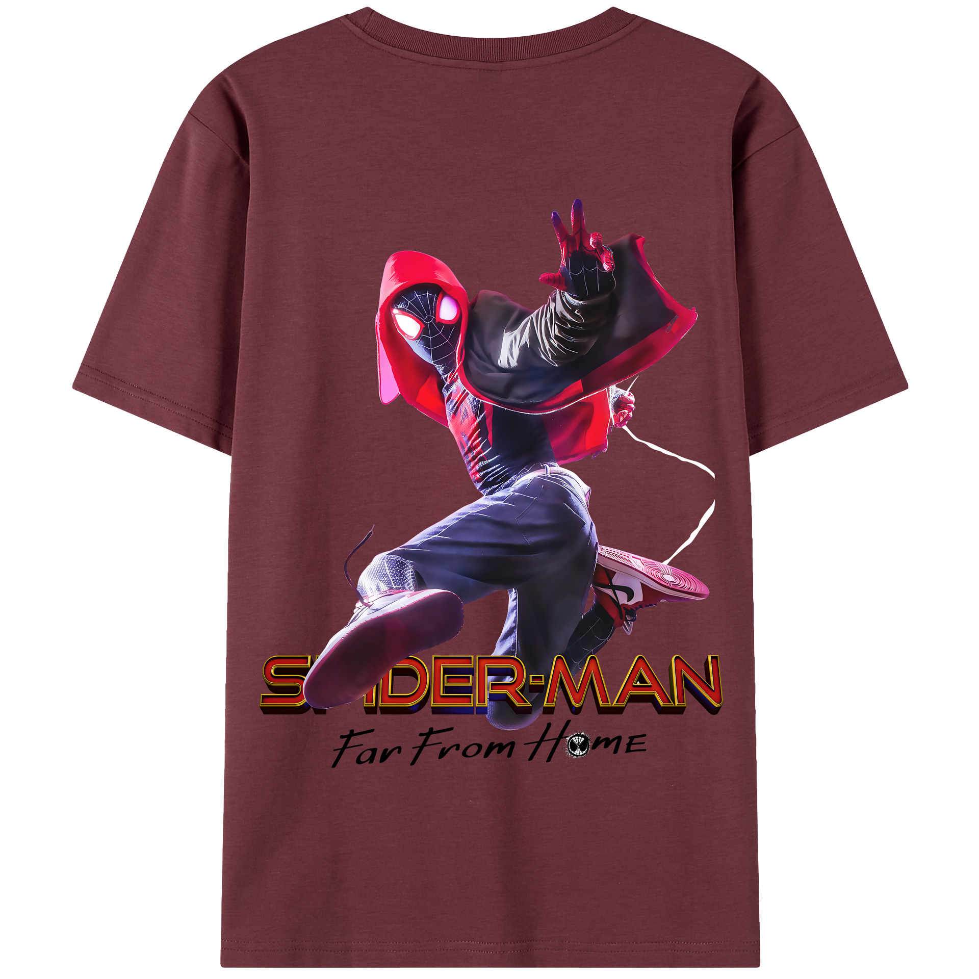 （画像用） Spider Man スパイダーマン 綿100％半袖Tシャツ（背面プリント）